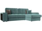 Диван угловой Брюссель правый угол, Велюр, Seven 113 бирюзовый;Seven 727 коричневый