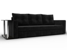 Диван прямой Атланта со столом слева, Велюр, SEVEN 35 черный