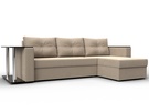 Диван угловой Атланта со столом правый угол, Велюр, SEVEN 729 бежевый