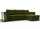 Диван угловой Атланта со столом правый угол, Микровельвет, Зеленый