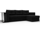 Диван угловой Атланта со столом правый угол, Микровельвет, Черный