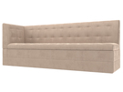 Диван кухонный прямой Бриз с углом слева, Велюр, SEVEN 729 бежевый