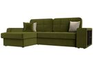 Диван угловой Брюссель левый угол, Микровельвет, Зеленый;Бежевый