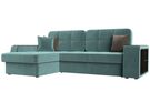 Диван угловой Брюссель левый угол, Велюр, Seven 113 бирюзовый;Seven 727 коричневый