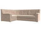 Диван угловой Карелия левый угол, Велюр, SEVEN 729 бежевый