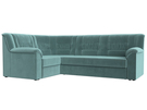 Диван угловой Карелия левый угол, Велюр, SEVEN 113 бирюзовый