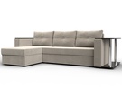 Диван угловой Атланта со столом левый угол, Микровельвет, Бежевый