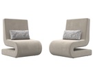 Кресло Волна (2 шт.), Микровельвет;Велюр, бежевый;серый