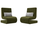Кресло Волна (2 шт.), Микровельвет;Велюр, Зеленый;Серый
