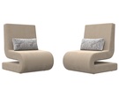 Кресло Волна (2 шт.), Велюр, Seven 729 бежевый;Seven 17 серый