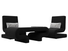 Набор Волна-3 (стол, 2 кресла), Микровельвет;Велюр, Черный;серый