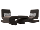 Набор Волна-3 (стол, 2 кресла), Велюр, Seven 727 коричневый;Seven 17 серый