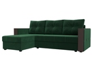 Диван угловой Валенсия Лайт левый угол, Велюр, SEVEN 626 зеленый