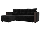 Диван угловой Валенсия Лайт левый угол, Велюр, SEVEN 35 черный