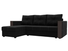 Диван угловой Валенсия Лайт левый угол, Микровельвет, Черный