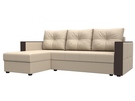 Диван угловой Валенсия Лайт левый угол, Экокожа, Бежевый