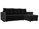 Диван угловой Валенсия Лайт правый угол, Велюр, SEVEN 35 черный