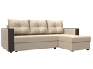 Диван угловой Валенсия Лайт правый угол, Экокожа, Бежевый