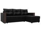 Диван угловой Валенсия Лайт правый угол, Экокожа, Черный