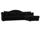 Диван угловой Артис правый угол, Микровельвет, Черный
