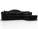 Диван угловой Артис правый угол, Экокожа, Черный