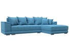 Диван угловой НордСтар правый угол, Рогожка, Амур 10 голубой
