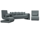 Набор Волна-1 (диван, 2 кресла), Рогожка, Амур 07 серый