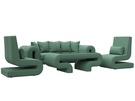 Набор Волна-2 (стол, диван, 2 кресла), Рогожка, Амур 11 зеленый