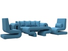 Набор Волна-2 (стол, диван, 2 кресла), Рогожка, Амур 10 голубой