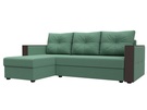 Диван угловой Валенсия Лайт левый угол, Рогожка, Амур 11 зеленый
