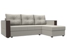 Диван угловой Валенсия Лайт правый угол, Рогожка, Амур 02 бежевый