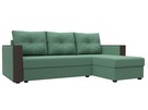 Диван угловой Валенсия Лайт правый угол, Рогожка, Амур 11 зеленый