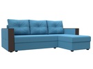 Диван угловой Валенсия Лайт правый угол, Рогожка, Амур 10 голубой