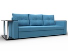 Диван прямой Атланта со столом слева, Рогожка, Амур 10 голубой
