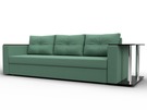 Диван прямой Атланта со столом справа, Рогожка, Амур 11 зеленый