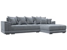 Диван угловой НордСтар правый угол, Велюр, TOWER 10 серый