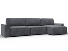 Диван угловой Лига-048 НПБ лонг, Велюр, BRUT 16 темно-серый