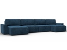Диван П-образный Лига-048 НПБ лонг, Велюр, BRUT 11 синий