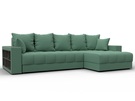 Диван угловой с декором и полкой Лига-050 НПБ, Рогожка, Амур 11 зеленый
