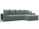 Диван угловой с декором и полкой Лига-050 НПБ, Велюр, BRUT 08 зеленый