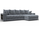 Диван угловой с декором и полкой Лига-050 НПБ, Велюр, TOWER 10 серый