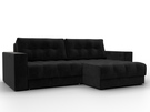 Диван угловой с декором Лига-049 НПБ, Велюр, SEVEN 35 черный
