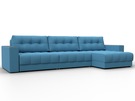 Диван угловой с декором Лига-049 НПБ Лонг, Рогожка, Амур 10 голубой