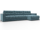 Диван угловой с декором Лига-049 НПБ Лонг, Велюр, SEVEN 113 бирюзовый