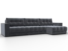 Диван угловой с декором Лига-049 НПБ Лонг, Велюр, SEVEN 17 серый