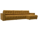 Диван угловой с декором Лига-049 НПБ Лонг, Велюр, BRUT 10 желтый