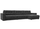 Диван угловой с декором Лига-049 НПБ Лонг, Велюр, BRUT 16 темно-серый