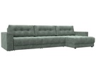 Диван угловой с декором Лига-049 НПБ Лонг, Велюр, BRUT 08 зеленый