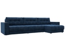 Диван угловой с декором Лига-049 НПБ Лонг, Велюр, BRUT 11 синий