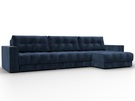 Диван угловой с декором Лига-049 НПБ Лонг, Велюр, TOWER 13 синий